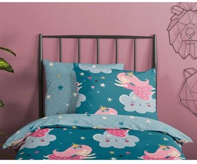 Памучно детско спално бельо за детско креватче в петролен цвят 120x150 cm Princesse – Good Morning