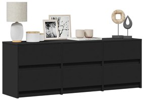 3307920 vidaXL ТВ шкаф с LED, черен, 140x34x50 см, инженерно дърво