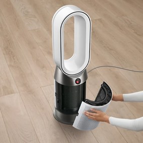 Пречиствател въздух 2в1 Dyson Purifier Hot+Cool HP1 544826-01, Отоплител, 50W, 30 м2, 287 l/s, 10 скорости, Air Multiplier™, Wi-Fi, Bluetooth, Осцилация, Бял/сребрист