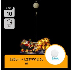 Aigostar LED коледна декорация 13,4см, 3xAAA, Дядо Коледа с елени