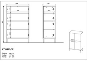 Сив и бежов висок шкаф за баня от орех 60x97 cm Yonkers - Germania