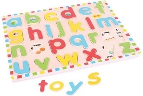 Bigjigs - Дървен пъзел с малки букви - Английската азбука