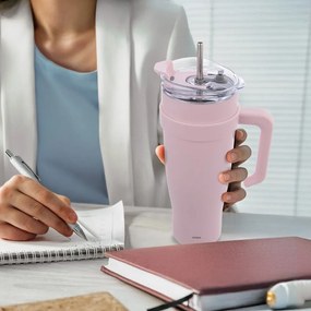 Розова термочаша със сламка 1,2 l Termo – Orion