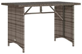 366352 vidaXL Градинска маса със стъклен плот сива 110x68x70 см полиратан