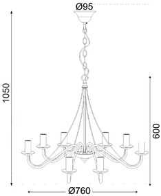 Висяща таванна лампа Palmyra 8-lamps