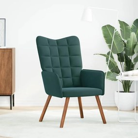 4016812 vidaXL Релакс стол, тъмнозелен, кадифе