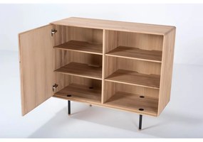 Черен/естествен нисък скрин от масивен дъб 118x100 cm Fina – Gazzda