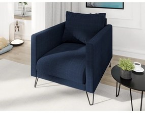 Тъмносиньо шенилово кресло Freya – Ropez