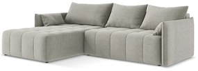 Светлосив разтегателен ъглов диван с място за съхранение (ляв ъгъл) Moku – Makamii