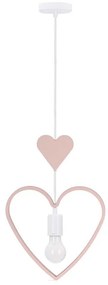 Детски висящ полилей на шнур HEART 1xE27/20W/230V розов/бял