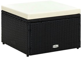 42671 vidaXL Табуретка за крака - отоманка, от полиратан, 53x53x30 cм, черен