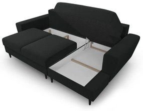 Черен кадифен разтегателен ъглов диван с място за съхранение (десен ъгъл) Kyoto – Cosmopolitan Design