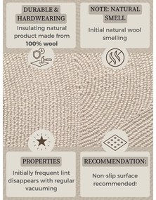 Ръчно изработена вълнена пътека в светло естествен цвят 80x200 cm Eleni Natural White – Hanse Home