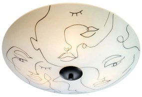 Бяла лампа за таван със стъклен абажур 43x43 cm Messy Family - Markslöjd
