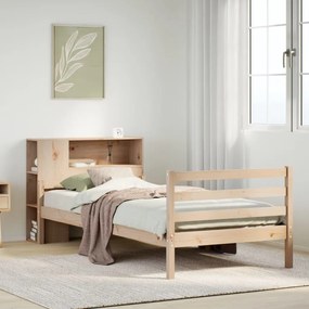 3322213 vidaXL Легло с рафтове за книги, без матрак, 75x190 см, бор масив