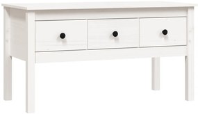 820942 vidaXL Кафе маса, бяла, 102x49x55 см, борово дърво масив