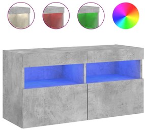 837203 vidaXL Стенен ТВ шкаф с LED осветление, бетонно сив, 80x30x40 см