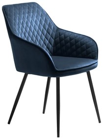 Син тапициран трапезен стол с подлакътници Milton – Unique Furniture