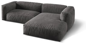 Сив кадифен модулен ъглов диван (десен ъгъл) Martina – Micadoni