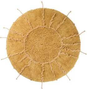 Ръчно изработен памучен кръгъл килим подходящ за пране в цвят горчица ø 100 cm Solar Multishape – Lorena Canals