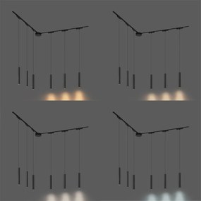 Модерна релсова система с 6 черни висящи лампи 1-фазов - Magnetic Cassie