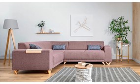 Розов разтегателен/с място за съхранение ъглов диван (ляв ъгъл/L форма) Classy Sophie – Miuform