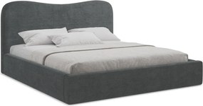 Тъмносиво двойно легло 180x200 cm тапицирано с място за съхранение с включена подматрачна рамка Kahai – Makamii
