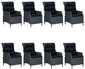 3067935 vidaXL Градински трапезен комплект, 9 части, тъмносив