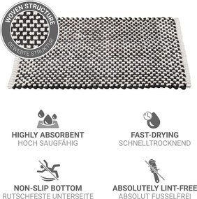 Черно-бял текстилен килим за баня 50x80 cm Covelo – Wenko