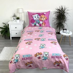 Розово единично памучно детско спално бельо 140x200 cm Paw Patrol "Heroic" – Jerry Fabrics