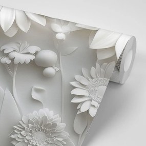 Тапет – 3D бели цветя