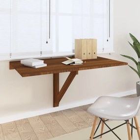 Sonata H Сгъваема стенна маса кафяв дъб 100x60x56 см инженерно дърво