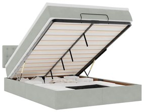 3312770 vidaXL Османска легло с матрак и LED, светлосиво, 140x200 см, кадифе