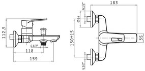 Стенен смесител за вана с душ комплект Pyramis Libreto