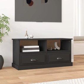 816465 vidaXL ТB шкаф, черен, 93x35,5x45 см, инженерно дърво