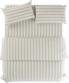 Светлосиво/кремаво единично ленено спално бельо 135x200 cm Natural Stripes – Native Natural