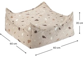 Светлокафяв детски пуф от букле и шенил Terrazzo Square – Wigiwama