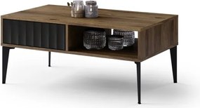 Холна маса РИМИНИ С-100 Елегантен Орех/Черно - МОДЕРНА ХОЛНА МАСА  С ЧЕКЧЕДЖЕ/РАФТ И НАБРАЗДЕНИ ФРОНТОВЕ