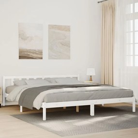 852455 vidaXL Рамка за легло без матрак, бял, 200x220 см, борово дърво масив