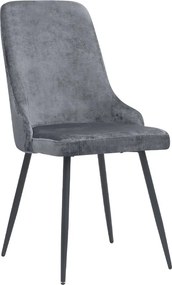 Тапициран трапезен стол Roberta TopMebel в сив цвят с черни метални крака 46x62x91cm.
