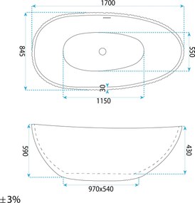 Свободностояща акрилна вана Carmen 170