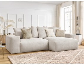 Кремав сгъваем/с място за съхранение ъглов диван от рипсено кадифе Voltaire – Bobochic Paris