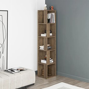 Ъглов библиотека Piano от меламин в цвят светъл орех 31,4x31,4x158,9см.