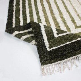 Зелен ръчно изработен килим със смес от вълна 160x230 cm Boucle Frame – Flair Rugs
