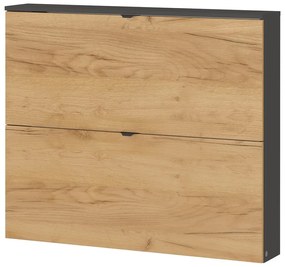 Накланяща се висяща стойка за обувки от декор от дъб в антрацитен и естествен цвят 100x85x19 cm Renell – Germania