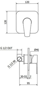 стена смесител за кран Teorema Velvet - Четка Хром