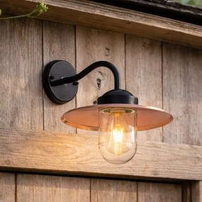 Модерна външна стенна лампа черна с мед IP44 - Мюнхен