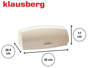 Кутия за хляб Klausberg KB 7932, 45 см, Ергономична дръжка, Метална, Бежов