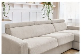 Кремав разтегателен ъглов диван от рипсено кадифе (променлив) Monaco – Bobochic Paris