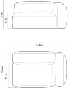 Сив кадифен модул за диван (десен ъгъл) Martina – Micadoni